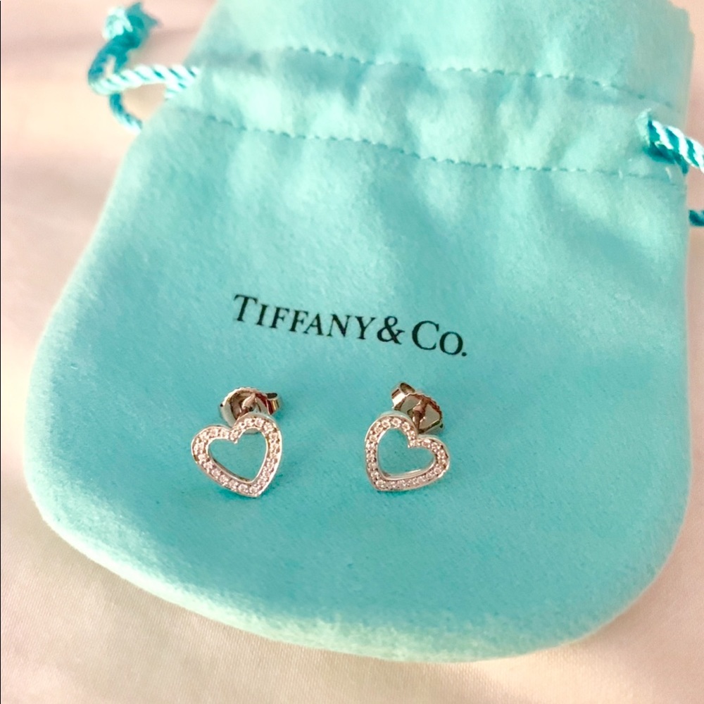 Tiffany & Co. Platinum Diamond Heart Earrings